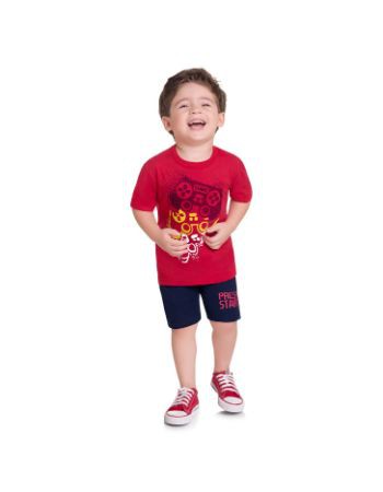Conj Infantil Verão Camiseta + Bermuda Moletinho Game - Kyly 111583