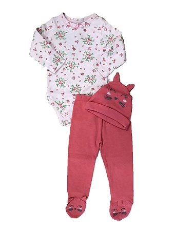 Conjunto Bebê Body Longo + Calça + Touca Pingo Lelê 65922