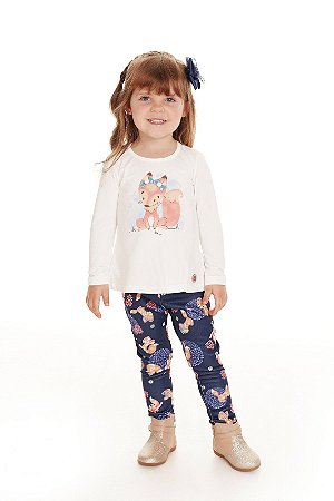 Conjunto Molecotton Infantil Blusa + Legging Raposa Pega Mania 75139