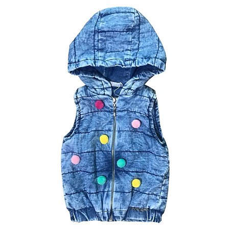 Colete Jeans Infantil Pompom Mon Sucre 4014