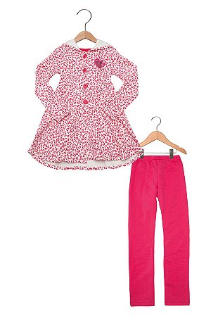 Conjunto Casaco c/ Capuz + Legging Oncinha Pink 206061