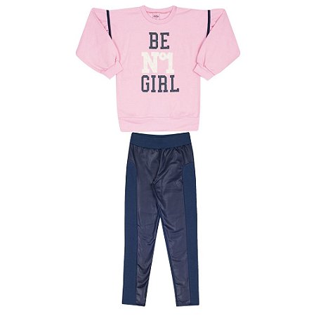 Conjunto Infantil Legging e Moletom Rosa - Serelepe 5362