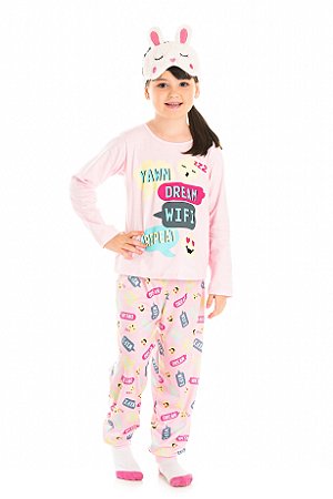 Pijama Infantil Blusa Manga Longa Rosa + Calça Serelepe 5459