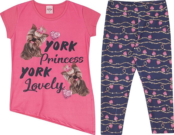 Conjunto Infantil Legging + Blusa Manga Curta Pink Serelepe  5592