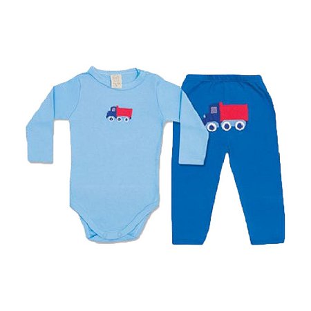 Conjunto Body Longo + Calça Caminhão Pingo Lelê 65758 Azul