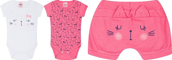 Kit 2 Body Manga Curta e Short infantil - Serelepe 5001