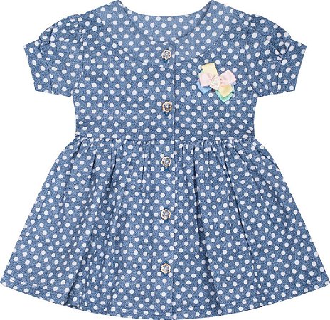 Vestido Poá para Bebe Serelepe - Azul 5020