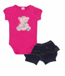 Conjunto Short Cotton Jeans + Body Manga Curta Pingo Lelê 65875