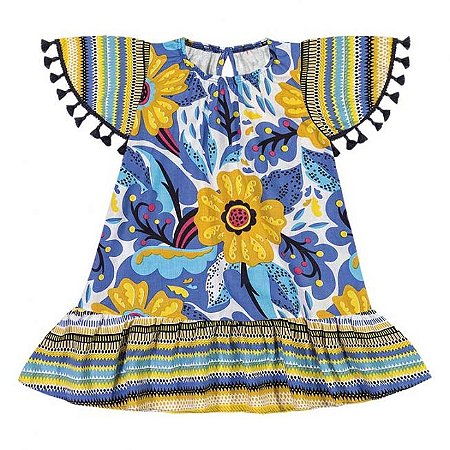 Vestido infantil Floral Nanai Azul 600246