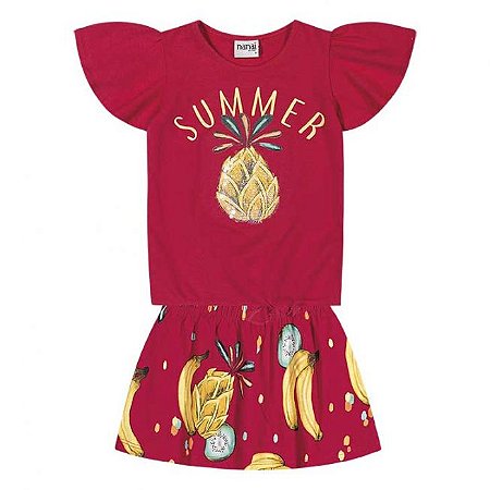 Conjunto Infantil Short Saia + Blusa Vermelho Nanai 600251