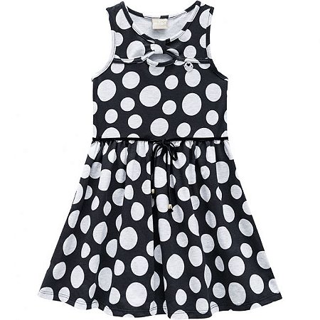 Vestido Infantil Poá Preto Milon 11740