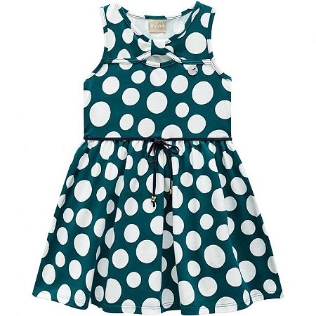 Vestido Infantil Poá Verde Milon 11740