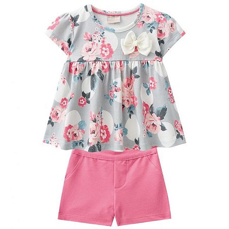 Compre Conjunto Infantil Blusa e Saia Social Balão Rosa na