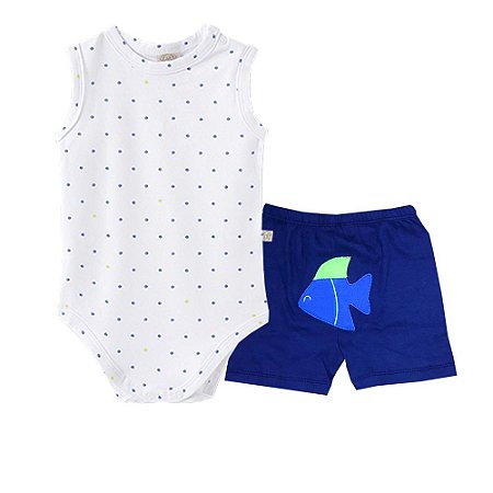 Conjunto Body Regata + Short Peixe Pingo Lelê 66628