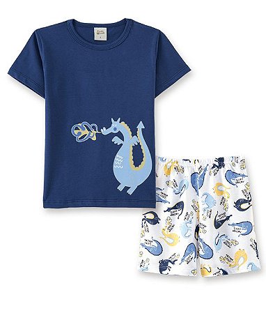 Pijama Infantil Camiseta Dragão + Short Pingo Lelê 86007