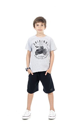 Conjunto Infantil Bermuda Moletinho + Camiseta Pega Mania 76184