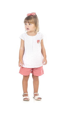 Conjunto Infantil Short em Sarja + Blusa Laise Pega Mania 73091