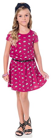 Vestido Infantil Pink com Cinto Kyly  108671
