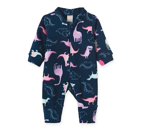 Macacão Infantil Soft com Zíper Dinossauro Rosa Pingo Lelê 9054