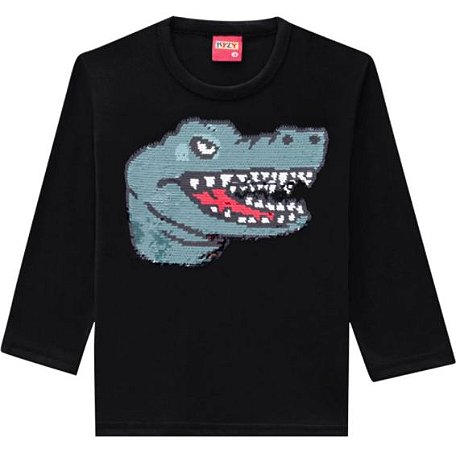 Blusa Manga Longa Infantil Dinossauro Paetês Kyly 207453