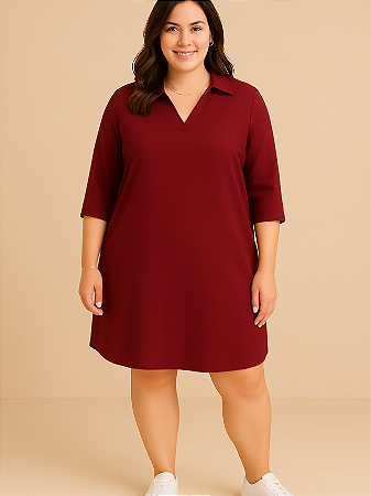 Vestido Chemise  Feminino Estilo Camisa Plus Size