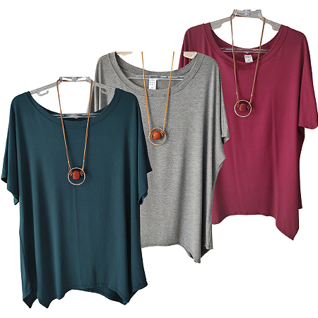 Kit 3 Blusas Viscolycra Soltinha Plus Size Cores Sortidas