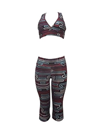 Conjunto Plus Size Fitness Calça Corsário + Top Estampado