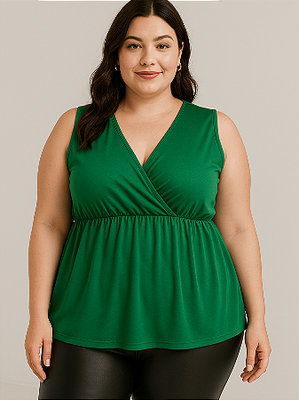 Blusa Feminina Peplum Transpassada Plus Size Várias Cores