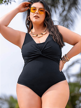 Maiô Feminino TODO Forrado com Drapeado Frontal Plus Size