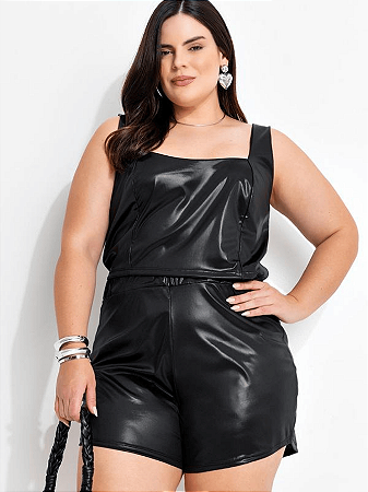 Conjunto Feminino Plus Size Blusa Regata e Short em Malha Cirrê