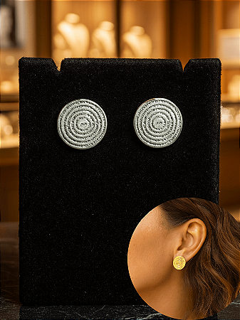 Brinco Banhado Dourado ou Prata Modelo Medalha Pai Nosso