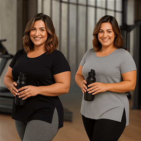 Kit 2 Camisetas Plus Size Fitness Academia Tapa Bumbum