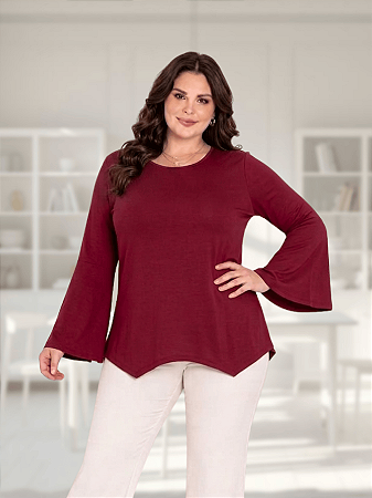 Blusa Feminina Plus Size Soltinha Manga Sino Viscolycra Várias Cores