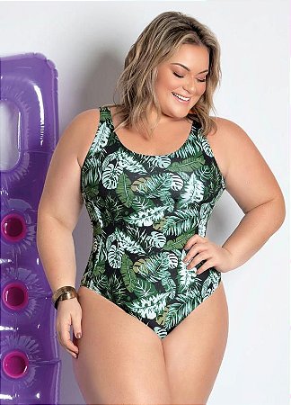 Maiô Plus Size Estampa Folhagem