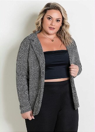 Blazer Plus Size Meia Malha Soltinho Botões