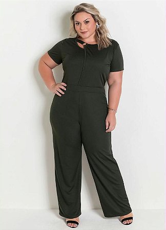 macacão verde plus size