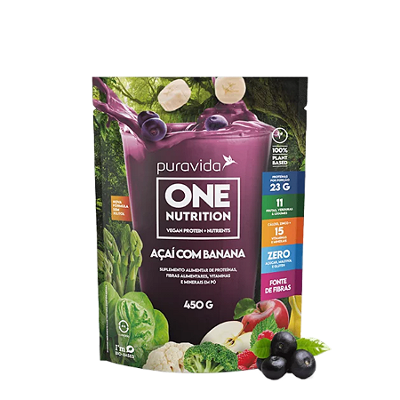ONE NUTRITION VEGAN PROTEIN SABOR AÇAÍ COM BANANA (450G) Puravida