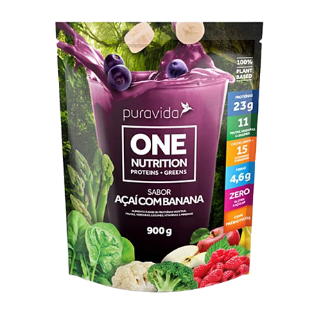 ONE NUTRITION VEGAN PROTEIN SABOR AÇAÍ COM BANANA (900G) Puravida