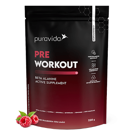 Pre Workout Framboesa com Limão (220g) Puravida