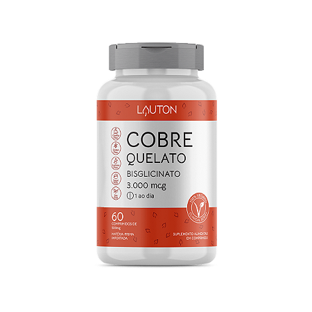 Cobre Quelato 3000mcg 60 Comprimidos Lauton Nutrition