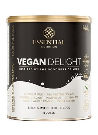 Vegan Delight Suave Sabor de Leite de Coco 240g Essential Nutrition