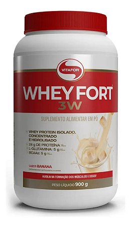 Whey Fort 3W Whey Protein Sabor Banana 900g Vitafor