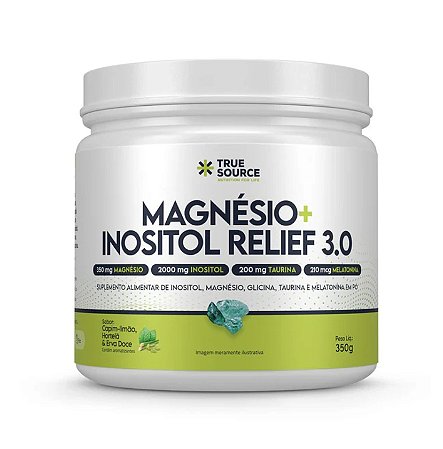 True Magnésio + Inositol Relief 3.0 Capim Limão, Hortelã e Erva Doce 350g True Source