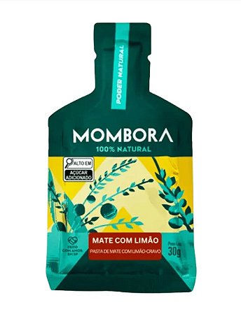Energy Gel Natural Sabor Mate com Limão Sachê 30g Mombora