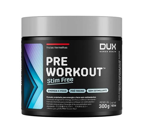 Pre Workout Stim Free 300g Frutas Vermelhas Pré Treino DUX