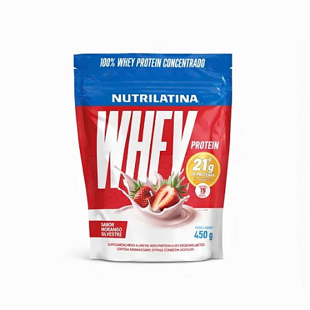 Whey Protein 100% Concentrada Morango 450g Nutrilatina