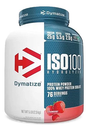 ISO100 Whey Isolado Hidrolisado Morango 5,0lbs 2,3kg Dymatize