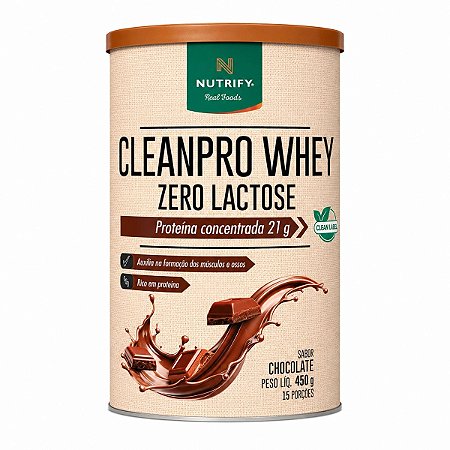 Cleanpro Whey Zero Lactose 450g Sabor Chocolate Nutrify
