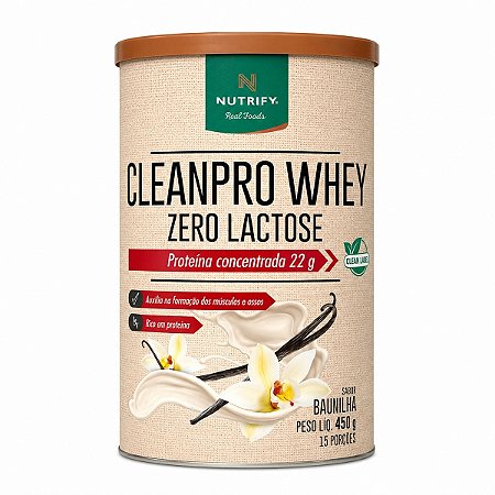 Cleanpro Whey Zero Lactose 450g Sabor Baunilha Nutrify