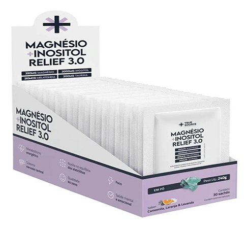 Magnésio + Inositol Relief 3.0 Camomila, Laranja e Lavanda Cx 30 Un True Source